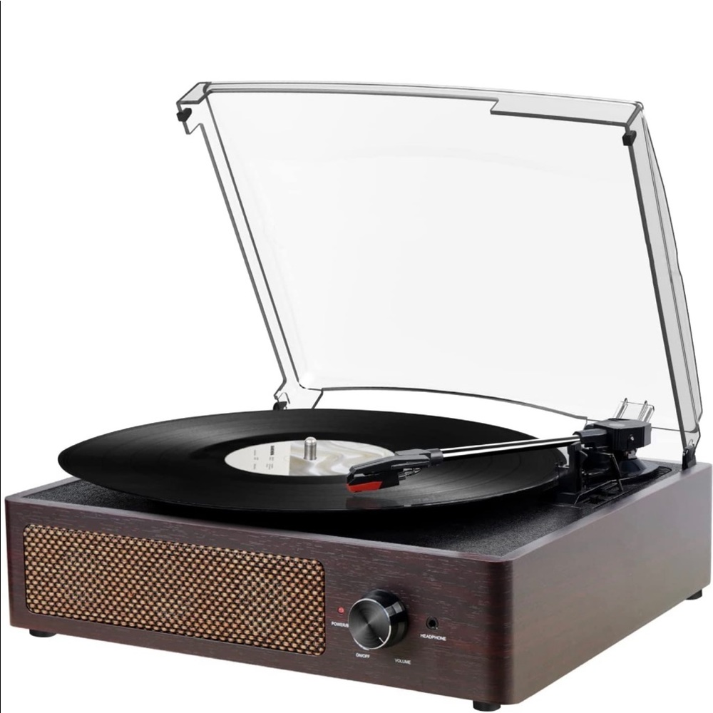 Vinyl Record Player Turntable with Bluetooth Receiver & 2 Stereo Speakers